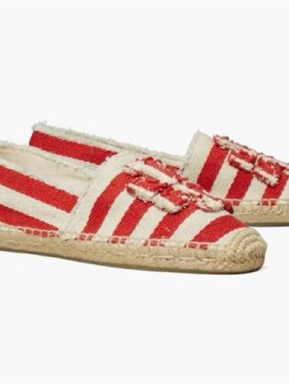 NWT Tory Burch Red and White Woven Logo Espadrilles